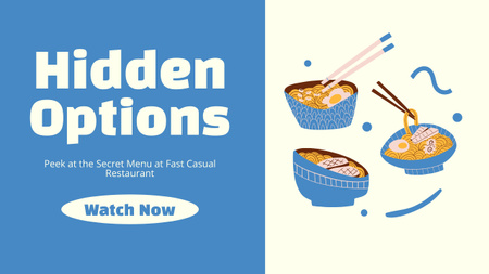 Fast Casual Restaurant Ad with Illustration of Food in Bowls Youtube Thumbnail Design Template