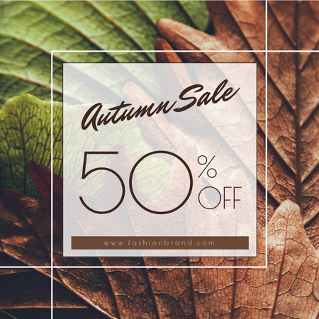 Fall Sale Anouncement with Autumn Leaves Instagram Modelo de Design