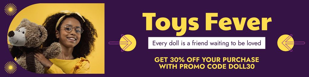 Designvorlage Discount on Toys with Promo Code für Twitter
