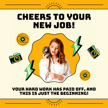 Platilla de diseño Cheers to You for New Job LinkedIn post