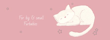 Grooming Service Ad with Cute Sleepy Cat Facebook cover Design Template