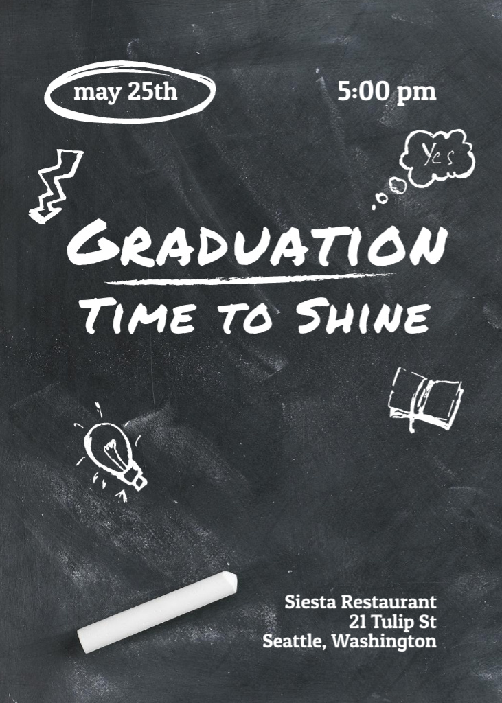 Graduation Announcement with Drawings on Blackboard Invitation – шаблон для дизайна