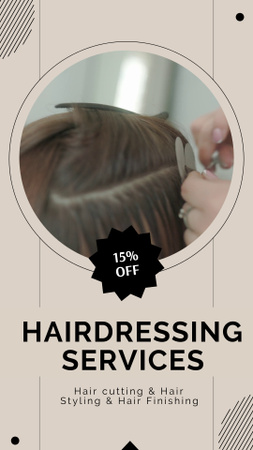 Various Hairdressing Services With Discount Instagram Video Storyデザインテンプレート