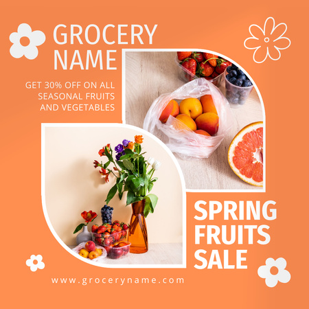 İlkbahar Mevsim Meyve Satışı Instagram AD Tasarım Şablonu