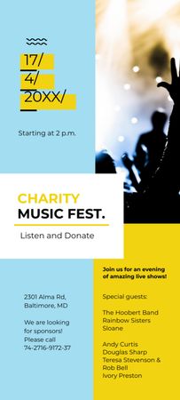 Designvorlage Charity Music Fest für Invitation 9.5x21cm