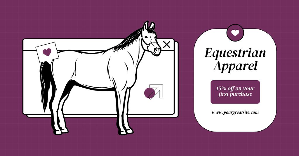 Designvorlage Affordable Horse Riding Apparel Offer für Facebook AD