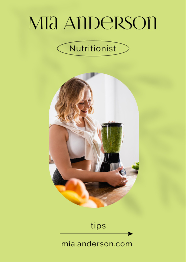 Healthy Nutrition Tips with Woman Preparing Fresh Smoothie Flyer A6 Tasarım Şablonu