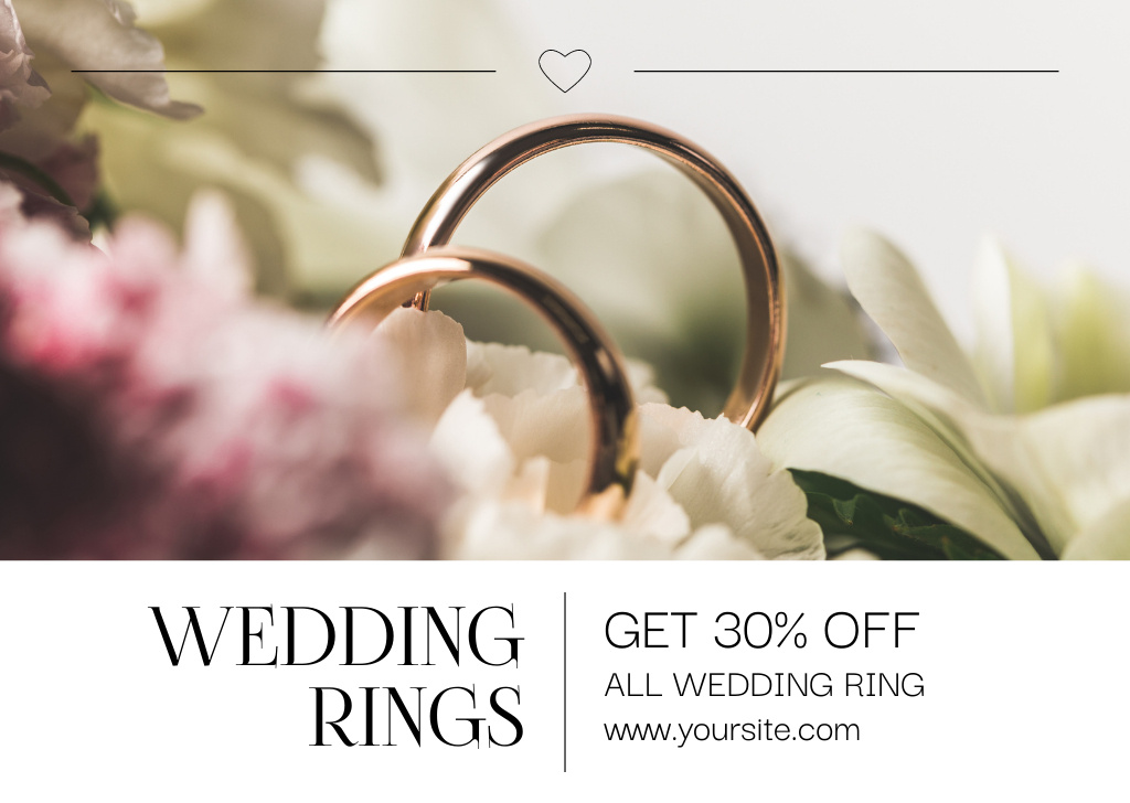 Discount on Wedding Rings Card Modelo de Design