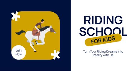 Plantilla de diseño de Oferta Escuela de Equitación Élite para Niños Facebook AD 