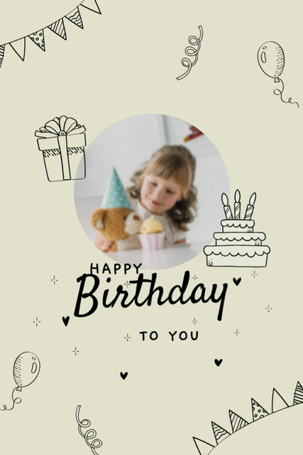 Szablon projektu Bright Birthday Holiday Celebration with Little Girl Postcard 4x6in Vertical