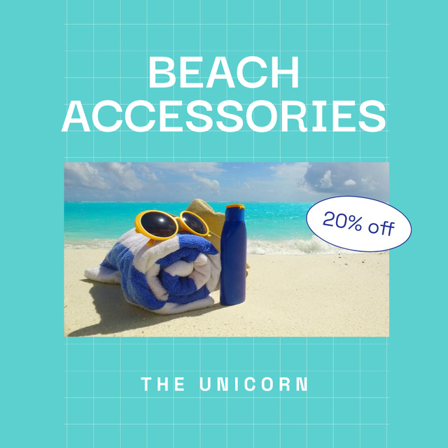 Beach Accessories Sale Offer Animated Postデザインテンプレート