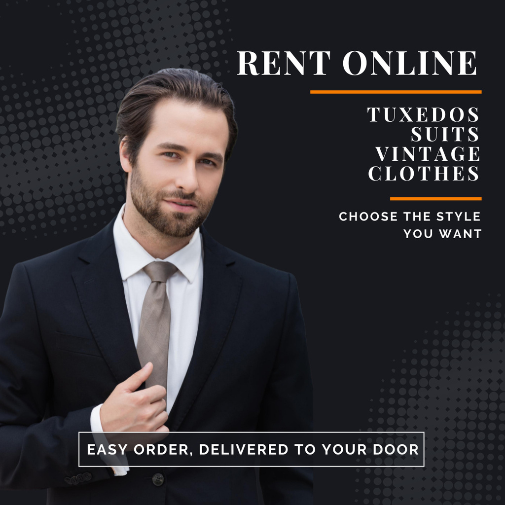 Festive clothes for rent online black Instagramデザインテンプレート