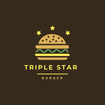 Fresh Appetizing Burger with Stars in Restaurant Logo Modelo de Design