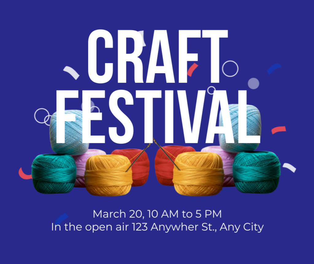 Craft Festival Announcement with Sewing Tools Facebook Tasarım Şablonu
