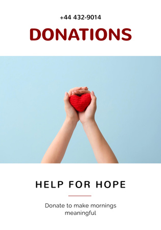 Donations during War in Ukraine with Heart in Hands Poster 28x40in Design Template