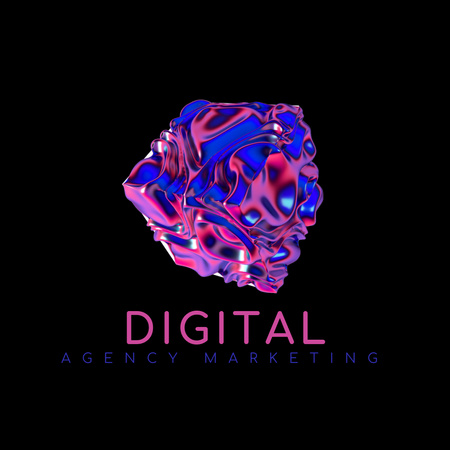 Digital Marketing Agency Emblem with Pink Cube Animated Logo Design Template