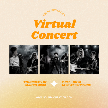 Kollázs virtuális koncert bejelentéssel Instagram tervezősablon