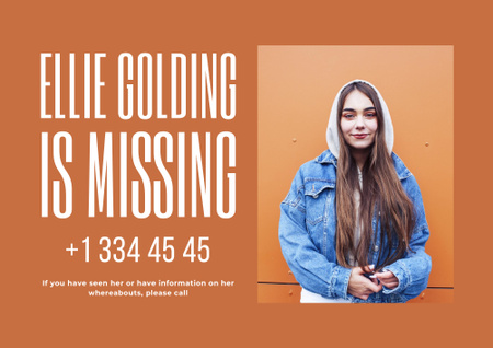 Designvorlage Announcement of Missing Young Girl für Poster B2 Horizontal