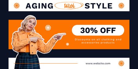Fashionable Clothes And Accessories With Discount Twitter Design Template