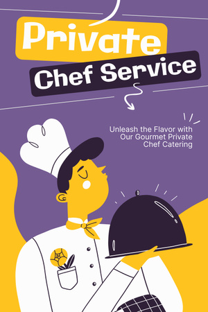 Private Chef Services Ad with Illustration Pinterest Design Template