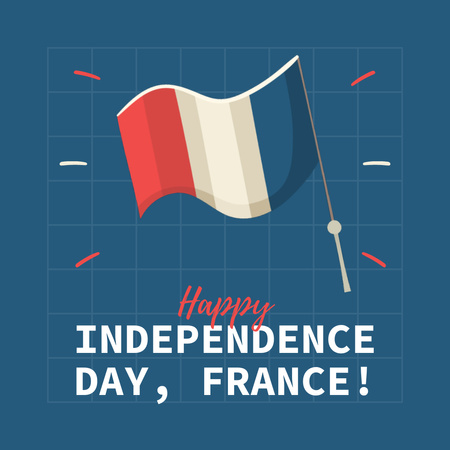 Waving French Flag for Independence Day Anouncement Instagram – шаблон для дизайну