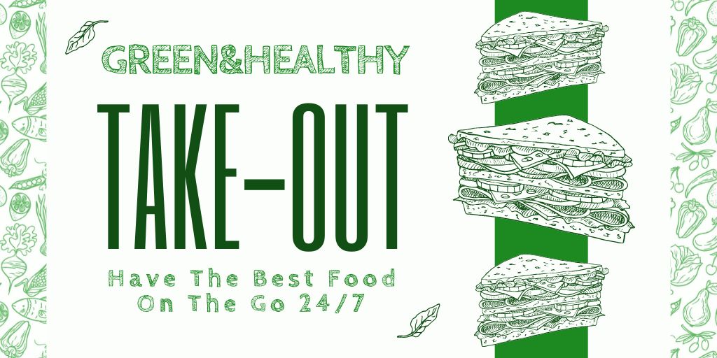 Offer of Green and Healthy Take-Out Food Twitter Modelo de Design