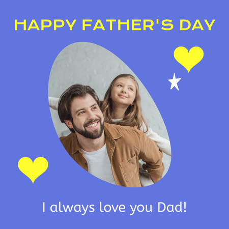 Father's Day Greeting with Father Holding Child Instagram Design Template