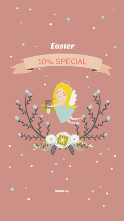 Easter Special Offer with Cute Angel Instagram Story Design Template