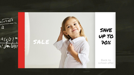 Designvorlage Back to School Sale Smiling Girl in Shirt für Full HD video