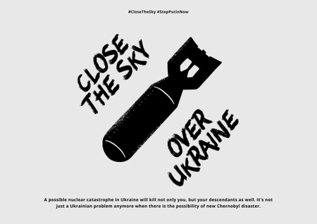Close the Sky over Ukraine Awareness Poster B2 Horizontal Design Template