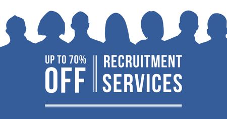Recruitment Services Offer with People Silhouettes Facebook AD Design Template