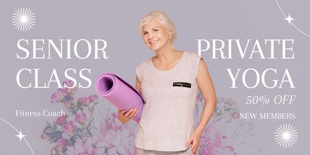 Plantilla de diseño de Private Yoga Class For Seniors With Discount Twitter 