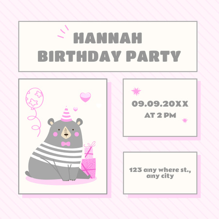 Cute Childish Announcement of Birthday Party LinkedIn post Design Template