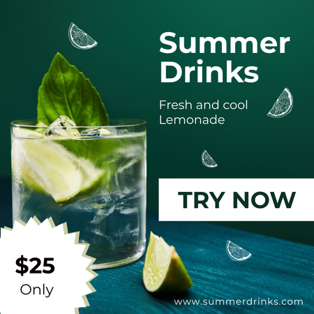Cooling Lemonade with Ice and Lime Instagram Design Template