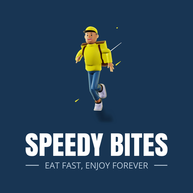 Speed Deliveryman Service From Fast Restaurant Animated Logo Design Template