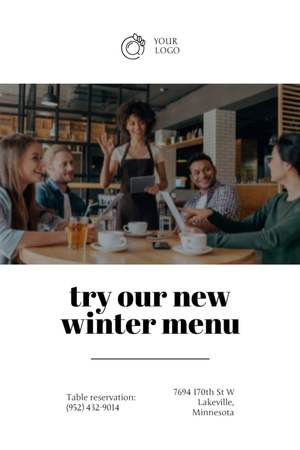 Offer of Winter Menu in Restaurant Postcard 4x6in Vertical tervezősablon