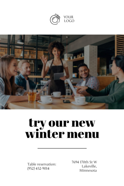 Offer of New Winter Menu in Restaurant Postcard 4x6in Vertical tervezősablon