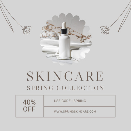 Modèle de visuel Annonce de la vente de printemps des soins de la peau - Instagram AD