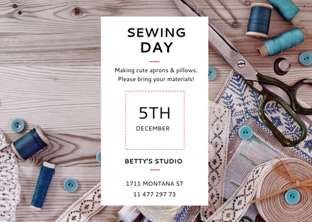 Handmade Course for Sewing Lovers Postcard Design Template