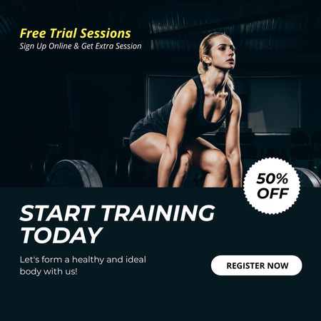 Free Trial For Gym Trainings Offer Instagram Design Template