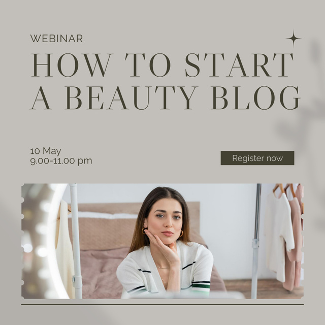 Webinar Beauty Blog Starting Instagram Šablona návrhu
