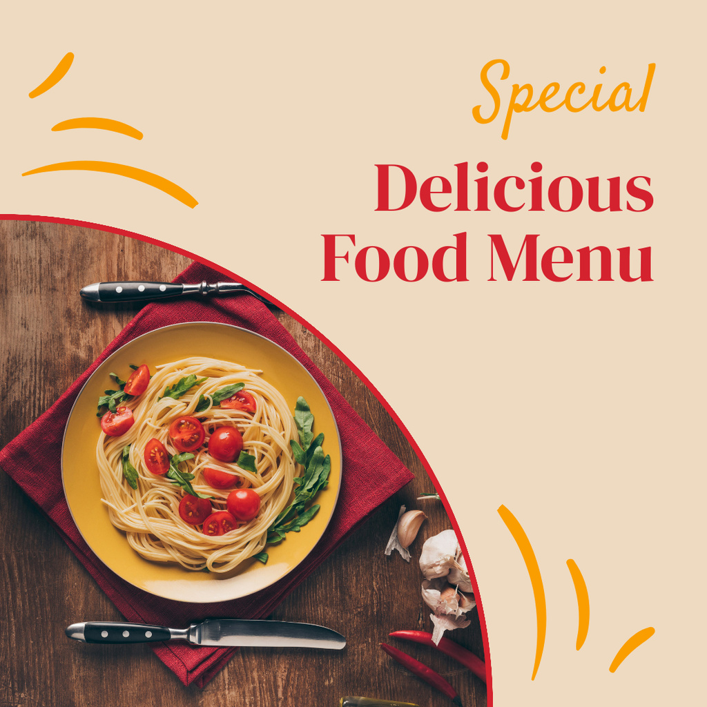 Restaurant Offer with Delicious Food Menu Instagram Tasarım Şablonu