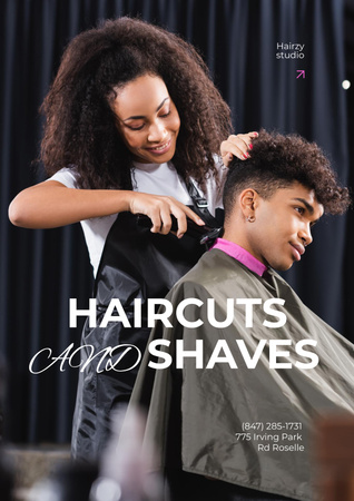 Hair Salon Services Offer Poster Πρότυπο σχεδίασης