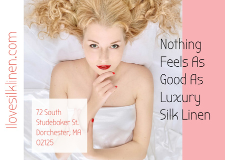 Luxury silk linen with Tender Woman Postcard 5x7in Design Template