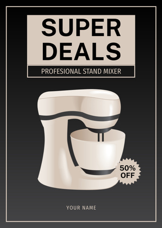Professional Stand Mixer Sale Offer on Black Flayer Design Template