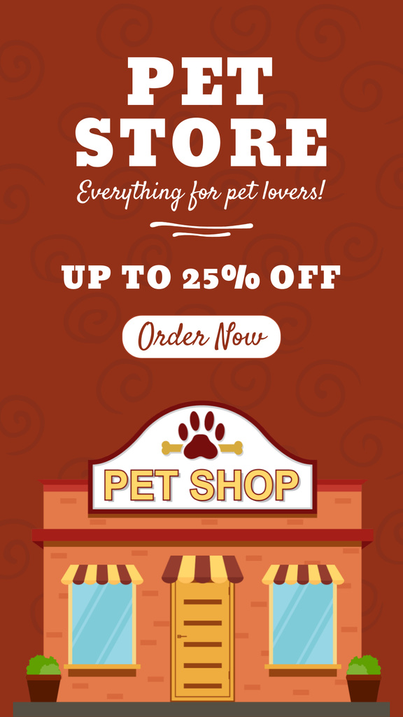 Designvorlage Pet Store Discount Offer With Inspirational Slogan für Instagram Story