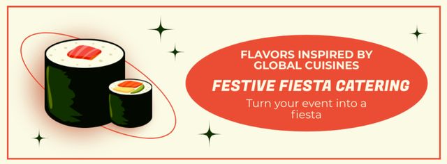 Modèle de visuel Festive Catering Services with Sushi Roll - Facebook cover