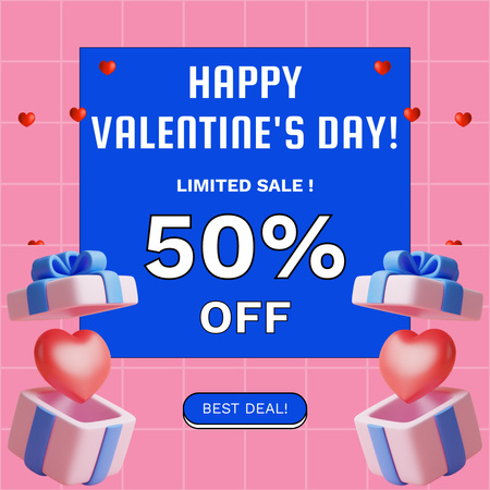 Platilla de diseño Best Deal And Limited Sale Due Valentine's Day Animated Post