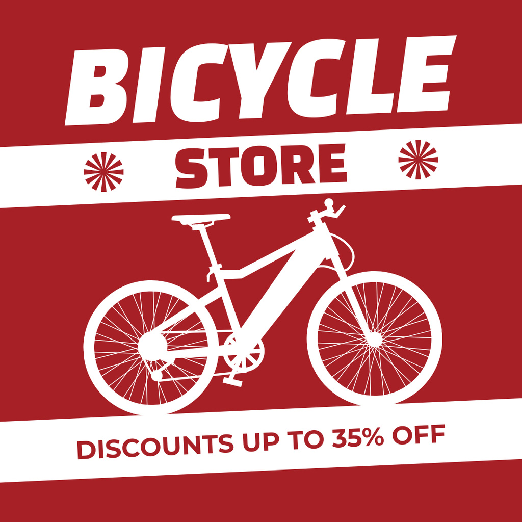 Bicycle Store's Offers Announcement on Red Instagram AD Tasarım Şablonu