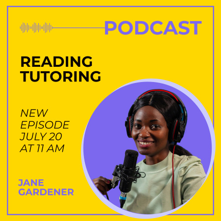 Plantilla de diseño de Tema de lectura y tutoría en un episodio del programa de audio Podcast Cover 